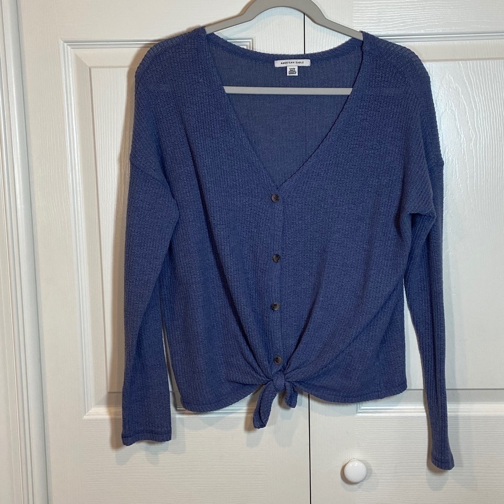 American Eagle Outfitters Blue Cardigan Sweater